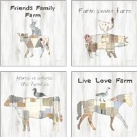 Framed 'Farm Family 4 Piece Art Print Set' border=