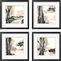 Framed 'Placid  4 Piece Framed Art Print Set' border=