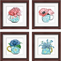 Framed 'Floral Teacups 4 Piece Framed Art Print Set' border=