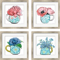 Framed 'Floral Teacups 4 Piece Framed Art Print Set' border=