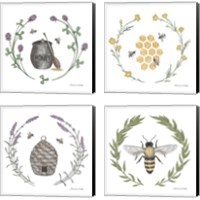 Framed Happy to Bee Home 4 Piece Canvas Print Set