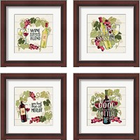 Framed 'Wine and Friends 4 Piece Framed Art Print Set' border=