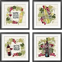 Framed 'Wine and Friends 4 Piece Framed Art Print Set' border=