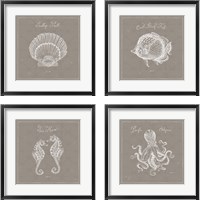 Framed Underwater Life Greige 4 Piece Framed Art Print Set