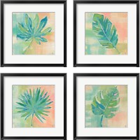 Framed 'Beach Cove Leaves 4 Piece Framed Art Print Set' border=