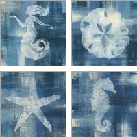 Framed Batik Seas 4 Piece Art Print Set