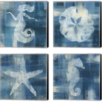 Framed Batik Seas 4 Piece Canvas Print Set