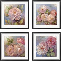 Framed Roses on Blue 4 Piece Framed Art Print Set