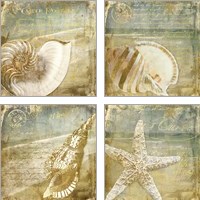 Framed 'Golden Sea 4 Piece Art Print Set' border=