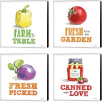 Framed 'Fresh From the Garden 4 Piece Canvas Print Set' border=