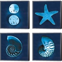 Framed Cyanotype Sea 4 Piece Canvas Print Set