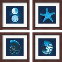 Framed 'Cyanotype Sea 4 Piece Framed Art Print Set' border=