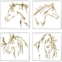 Framed Gilded Horse 4 Piece Canvas Print Set