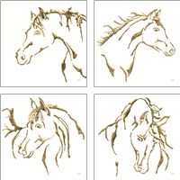 Framed Gilded Horse 4 Piece Art Print Set