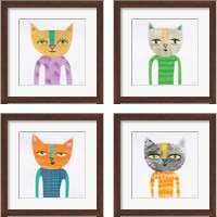 Framed 'Cool Cats 4 Piece Framed Art Print Set' border=