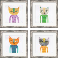 Framed 'Cool Cats 4 Piece Framed Art Print Set' border=