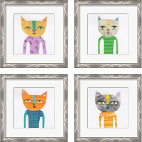 Framed 'Cool Cats 4 Piece Framed Art Print Set' border=