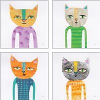 Framed 'Cool Cats 4 Piece Art Print Set' border=