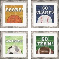 Framed 'On the Field 4 Piece Framed Art Print Set' border=