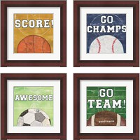 Framed 'On the Field 4 Piece Framed Art Print Set' border=