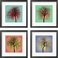 Framed 'Seasonal Trees 4 Piece Framed Art Print Set' border=