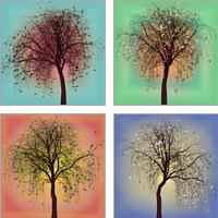 Framed 'Seasonal Trees 4 Piece Art Print Set' border=