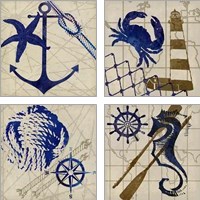Framed 'Nautical 4 Piece Art Print Set' border=