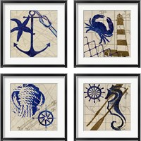 Framed 'Nautical 4 Piece Framed Art Print Set' border=