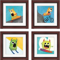 Framed 'Xtreme Monsters 4 Piece Framed Art Print Set' border=