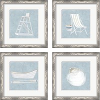 Framed 'Serene Seaside 4 Piece Framed Art Print Set' border=