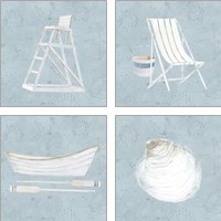 Framed 'Serene Seaside 4 Piece Art Print Set' border=