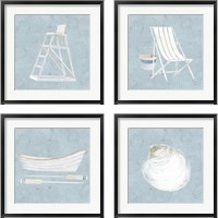 Framed 'Serene Seaside 4 Piece Framed Art Print Set' border=