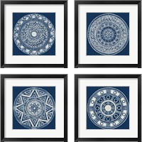 Framed 'Seville Dark Blue 4 Piece Framed Art Print Set' border=