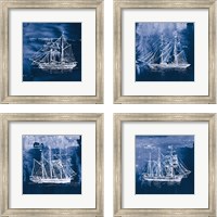 Framed Sailing Ships Indigo 4 Piece Framed Art Print Set