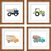 Framed 'Truck with Paint Texture 4 Piece Framed Art Print Set' border=