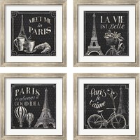 Framed 'Vive Paris 4 Piece Framed Art Print Set' border=