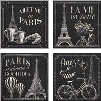Framed 'Vive Paris 4 Piece Art Print Set' border=
