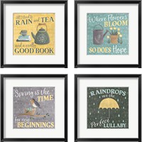 Framed 'Smitten With Spring 4 Piece Framed Art Print Set' border=