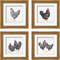 Framed 'Home to Roost 4 Piece Framed Art Print Set' border=