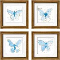Framed 'Gilded Butterflies 4 Piece Framed Art Print Set' border=