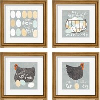 Framed 'Fresh Eggs 4 Piece Framed Art Print Set' border=