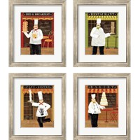 Framed 'Chef's Specialties 4 Piece Framed Art Print Set' border=