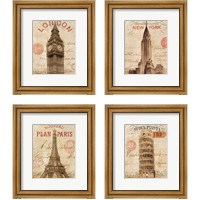 Framed 'Letter from City 4 Piece Framed Art Print Set' border=