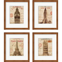 Framed 'Letter from City 4 Piece Framed Art Print Set' border=