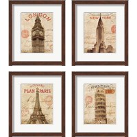 Framed 'Letter from City 4 Piece Framed Art Print Set' border=