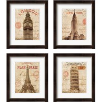 Framed Letter from City 4 Piece Framed Art Print Set