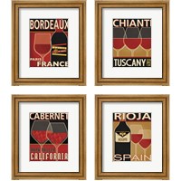 Framed 'Wine Selection 4 Piece Framed Art Print Set' border=