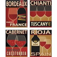 Framed 'Wine Selection 4 Piece Art Print Set' border=