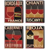 Framed Wine Selection 4 Piece Canvas Print Set