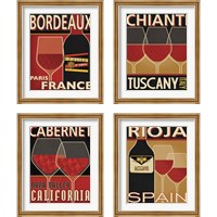 Framed 'Wine Selection 4 Piece Framed Art Print Set' border=